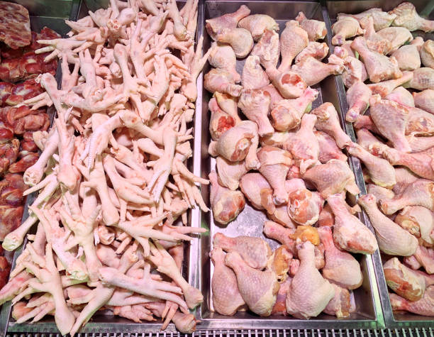 chicken legs and chicken feet ready to freeze for export