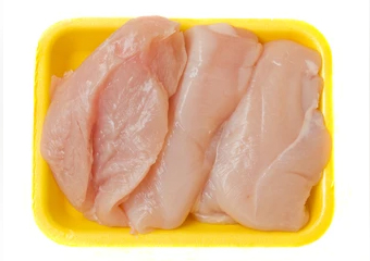 Raw Fresh Chicken Breast Pieces Inside B1 tray ready to Freeze for Export