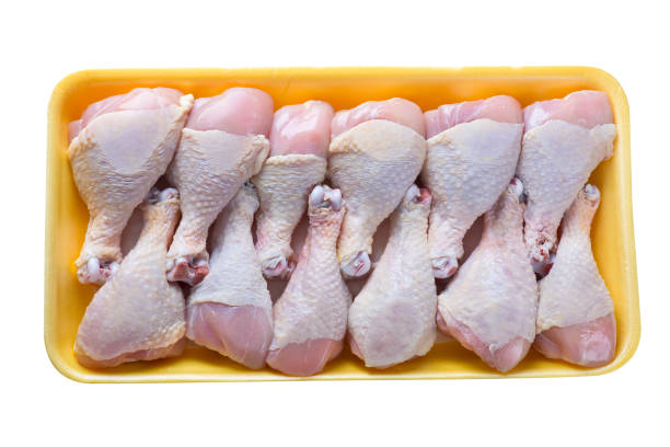 Raw Peel Fresh Chicken Legs in B2 tray ready to Freeze for Export